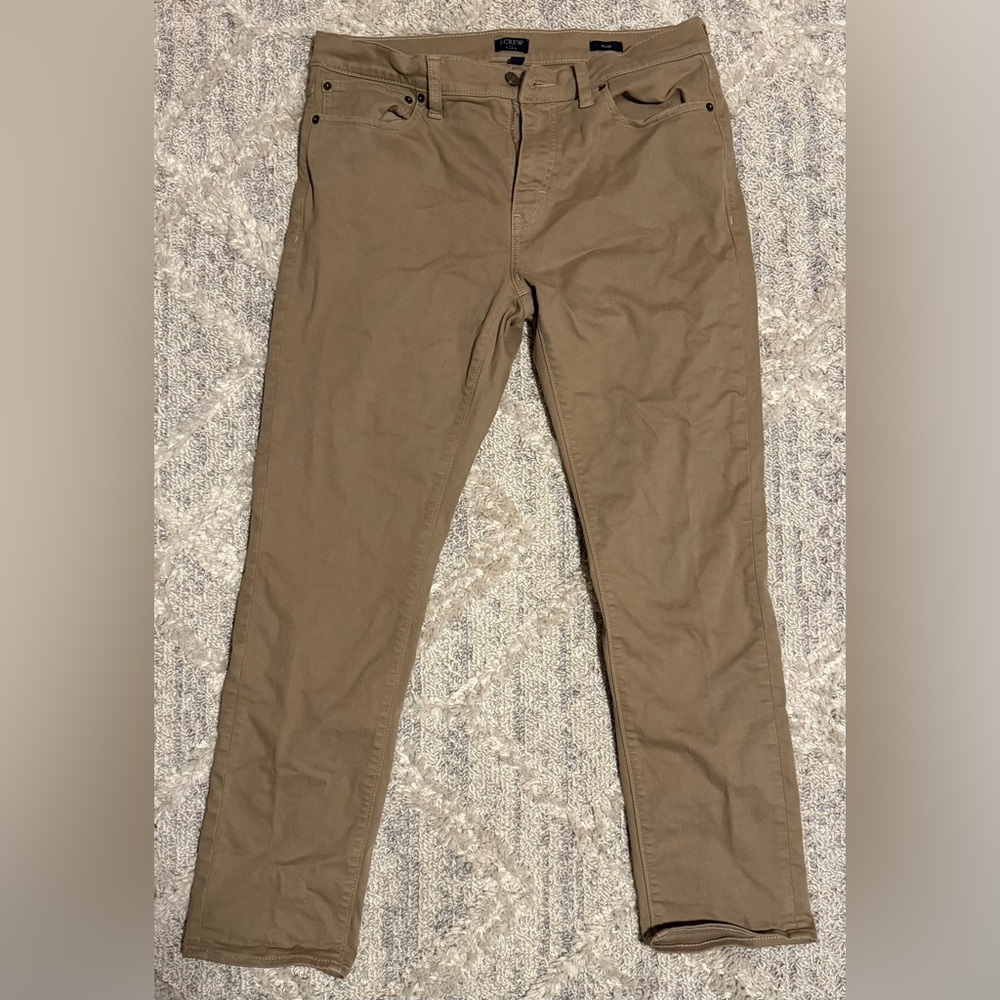 J. Crew Factory Flex Slim Fit Garment Dyed Khaki Jeans 32x30